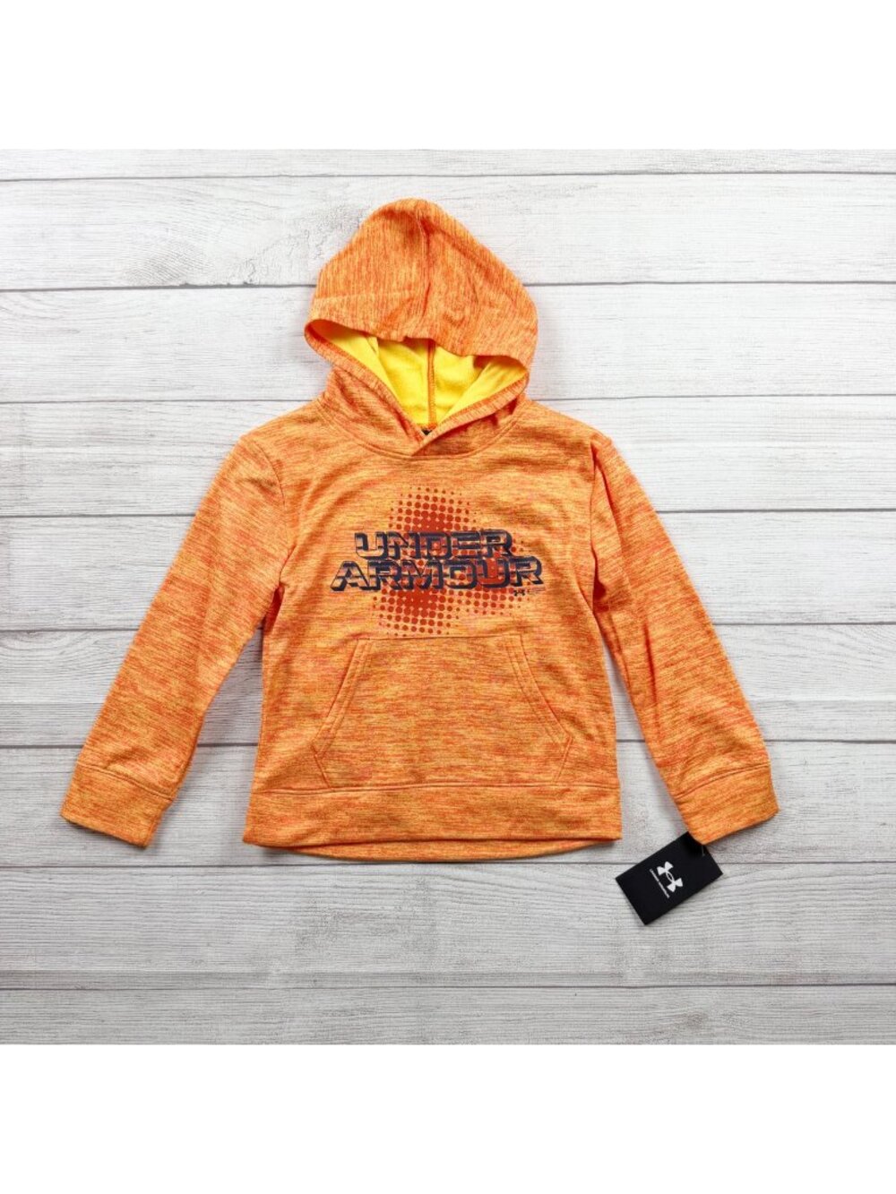 Under Armour Boys Squad Orange Heather Hoodie Pullover NWT Size 5